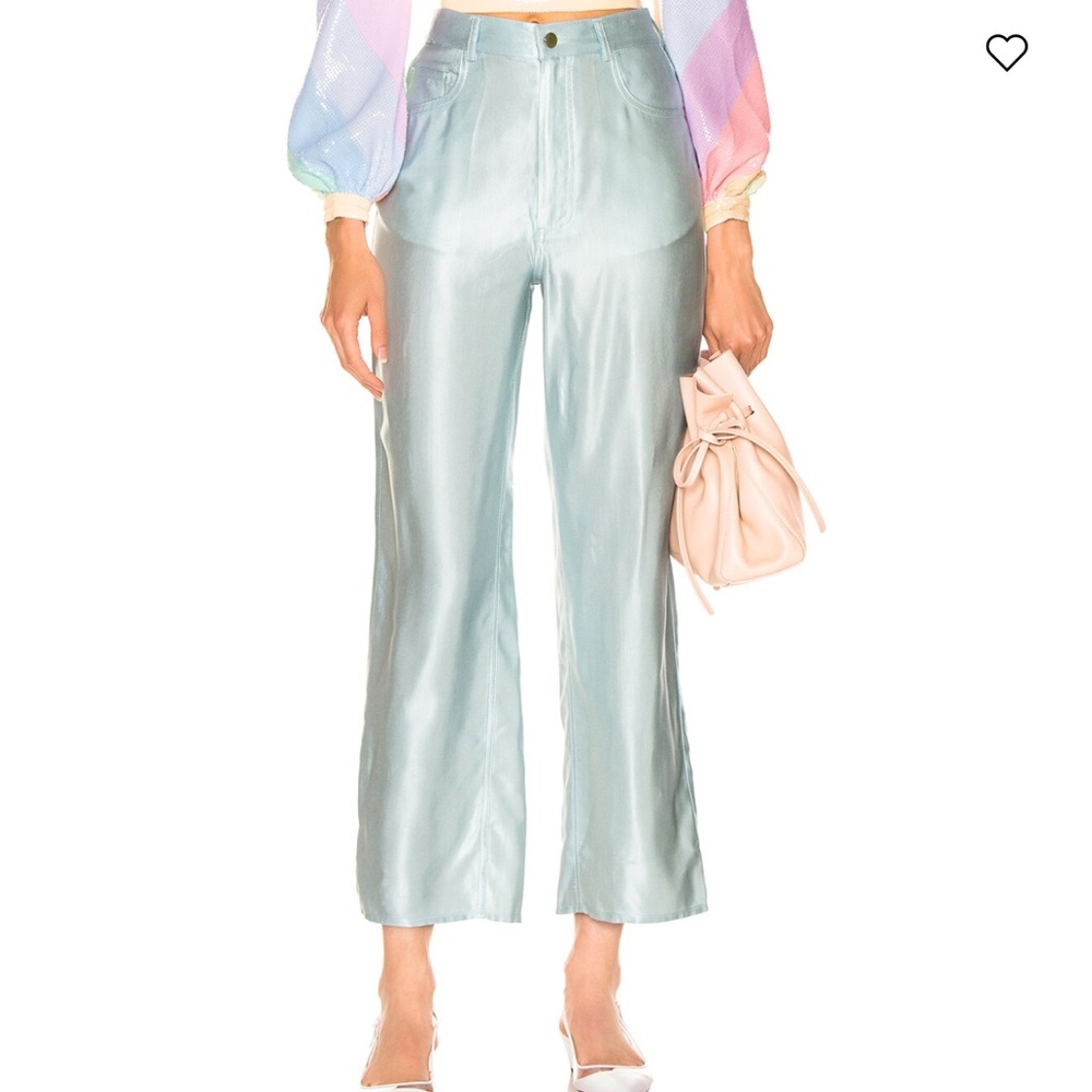Fleur du Mal Women's Sky Blue Cropped Satin Pants